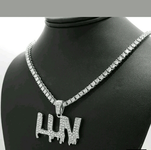 Hip Hop Lil Uzi Vert's LUV  pendant & 18" 1 Row Di - Picture 3 of 4